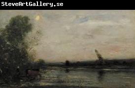 Charles-Francois Daubigny Rivier bij avond